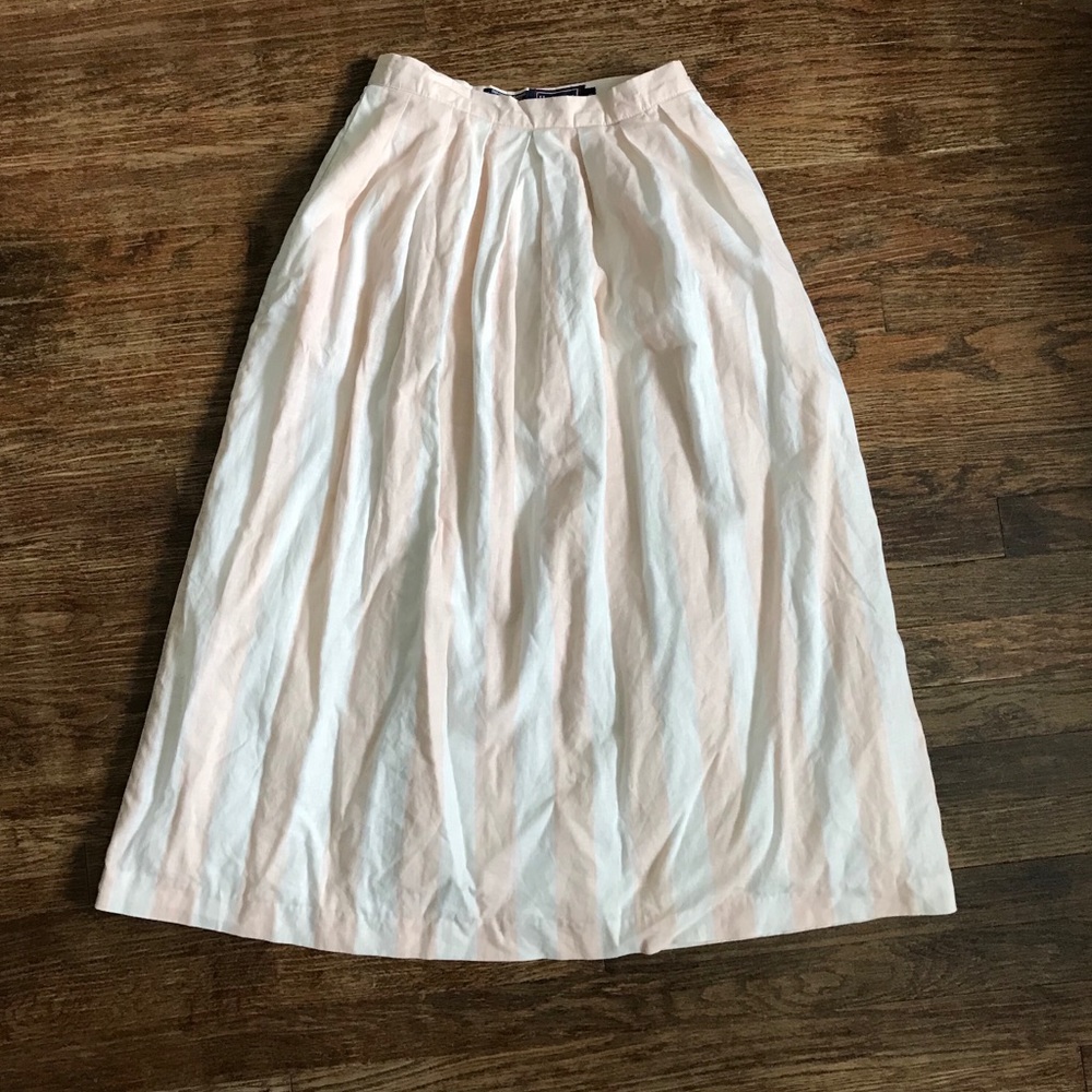 Vintage Pink & White Striped Midi Skirt